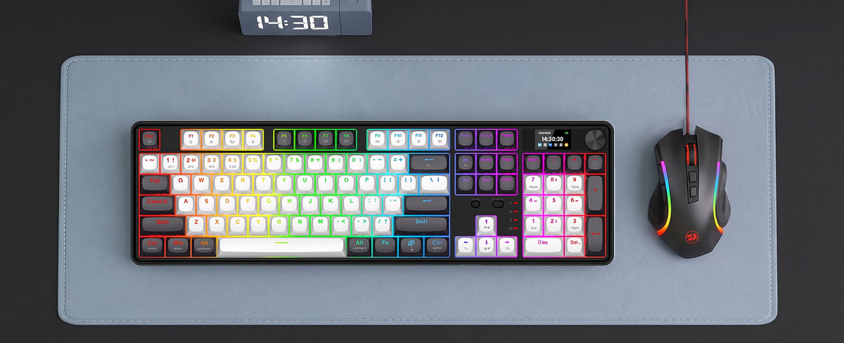 Gaming setup with RGB lighting on