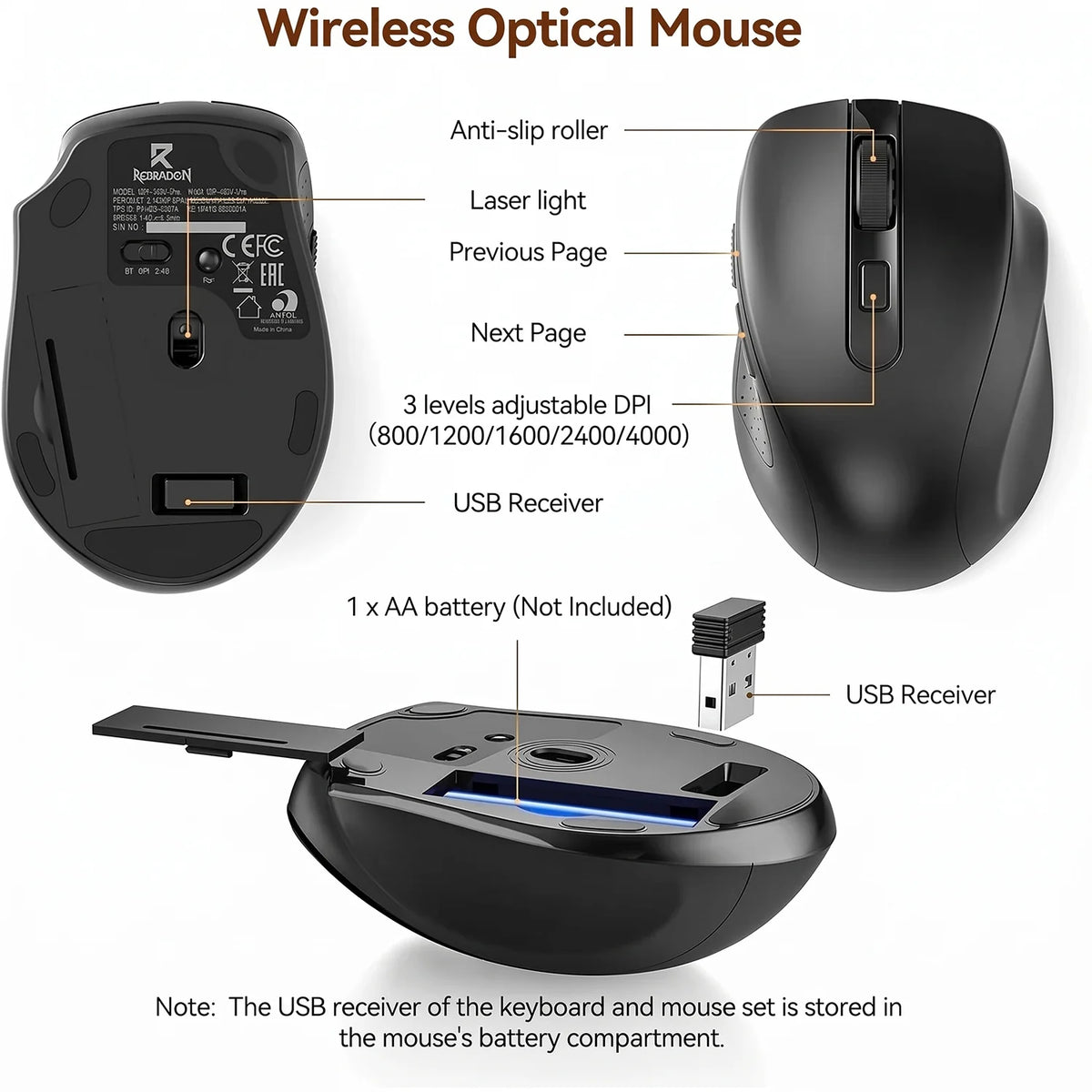 Redragon BS-7367A Wireless Keyboard and Mouse Office 2-in-1 Combo