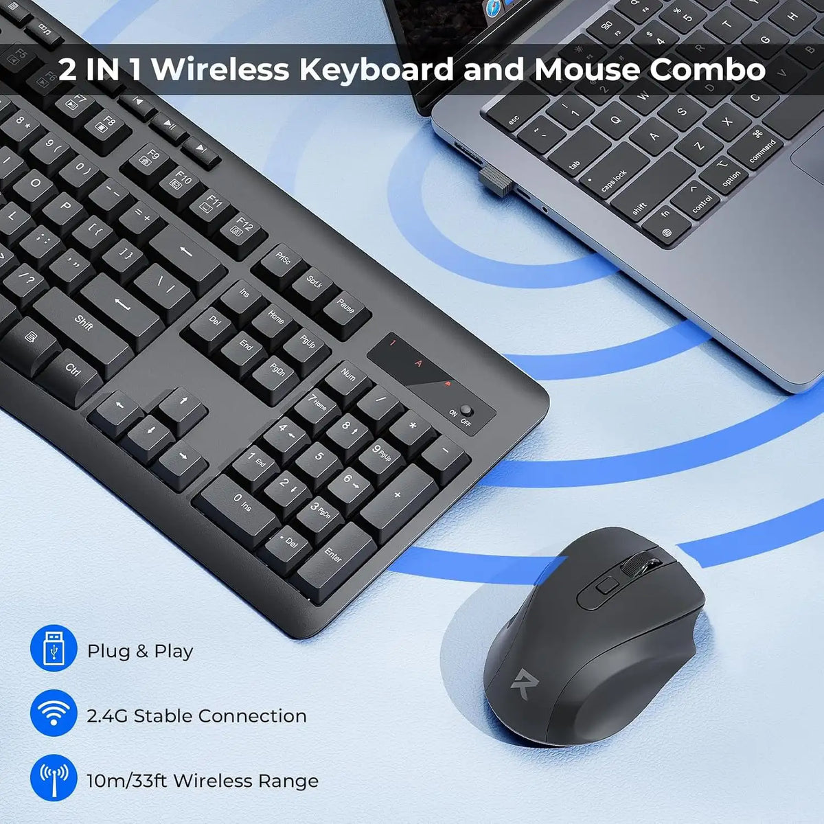 Redragon BS-7367B Wireless Keyboard & Mouse 2-in-1 Office Combo
