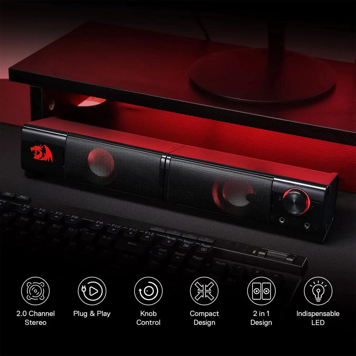 Redragon GS-550 Orpheus 2.0 Channel Stereo RGB Gaming Soundbar