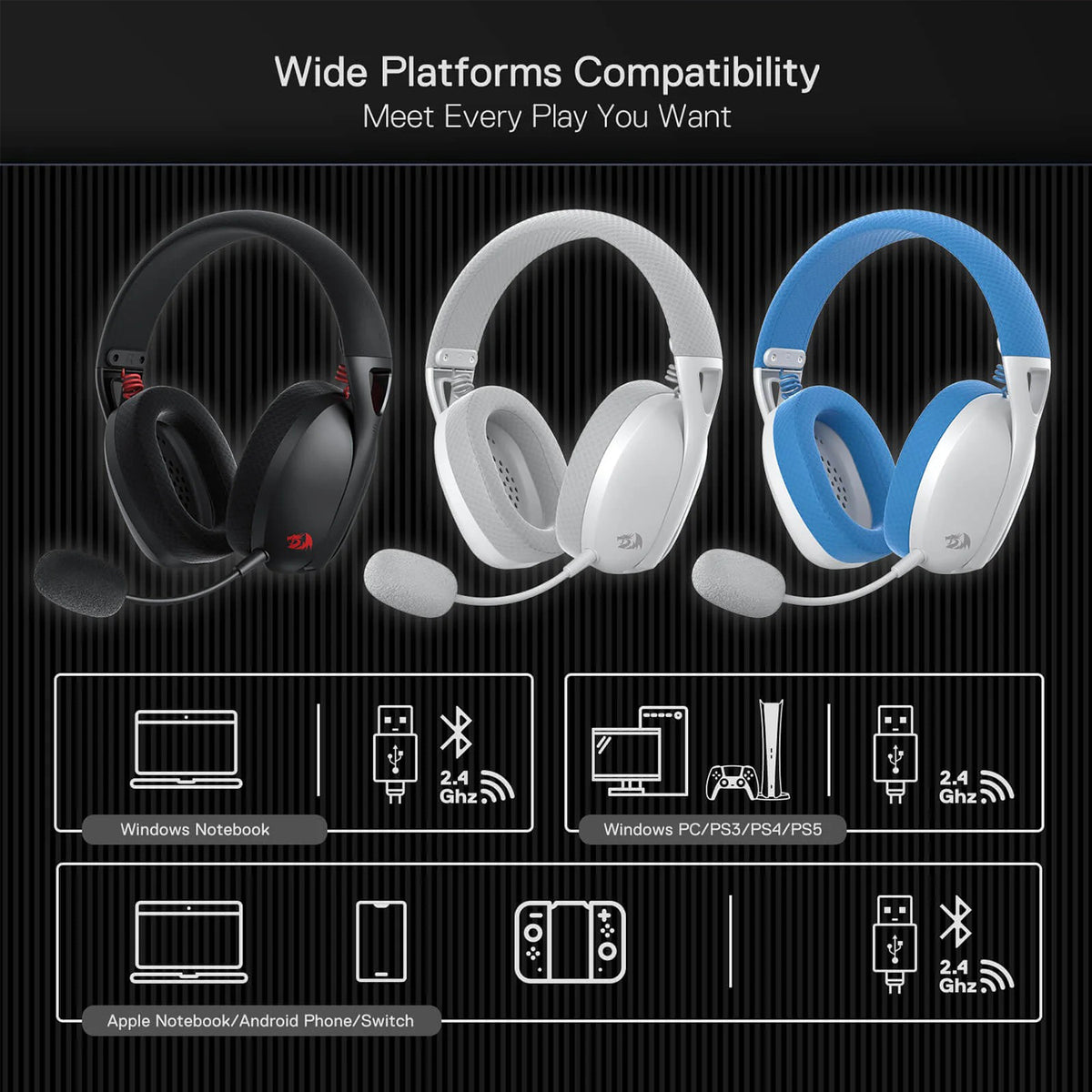 Redragon H848PL Lightweight BT Gaming Headset