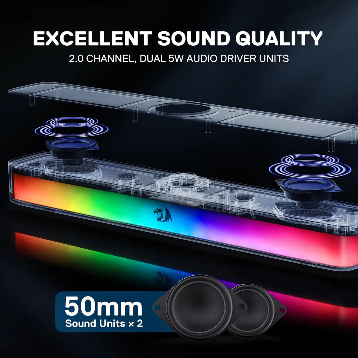 Redragon GS515 Neo RGB Wireless 2.0 Channel Stereo Soundbar